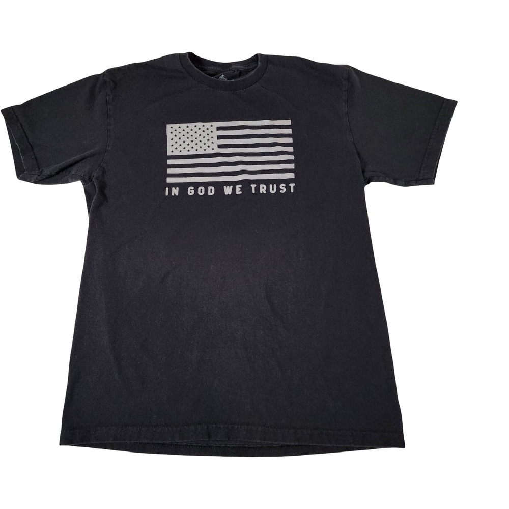 Hope Outfitters Mens Black In God We Trust American Flag Graphic T-Shirt Size M